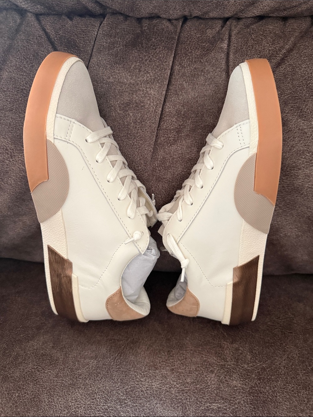 DOLCE VITA Zina Low-Top Casual Sneakers in White and Tan - Picture 2 of 6